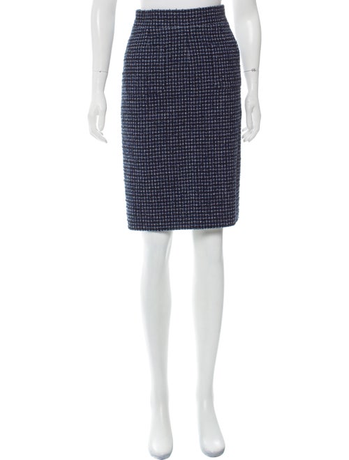 Chanel Tweed Pencil Skirt Blue
