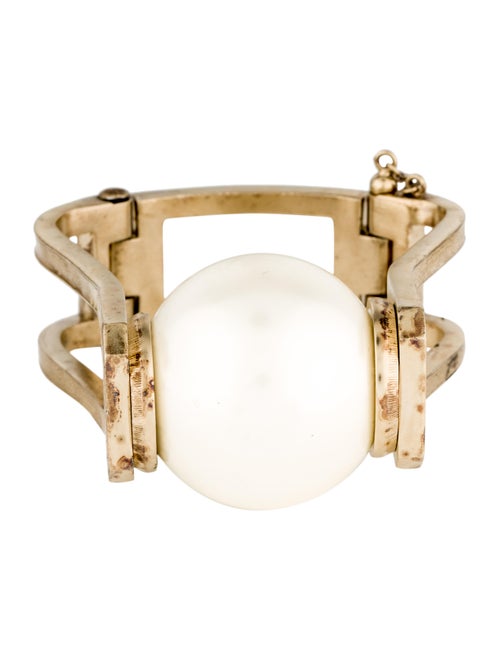 Chanel Faux Pearl Bangle Gold