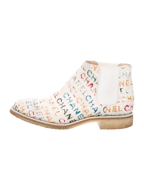 Chanel Logo Chelsea Boots Beige