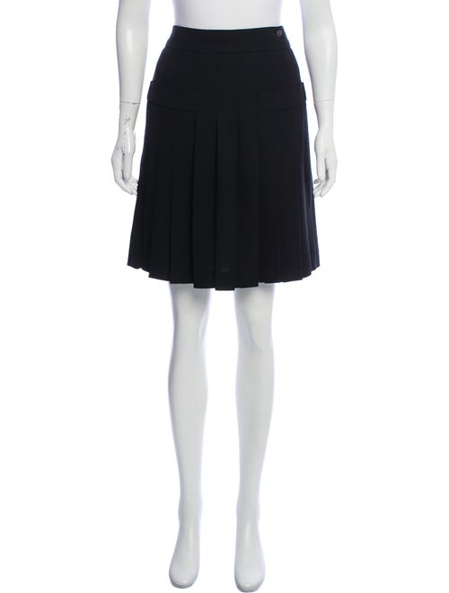 Chanel Silk Pleated Skirt Black