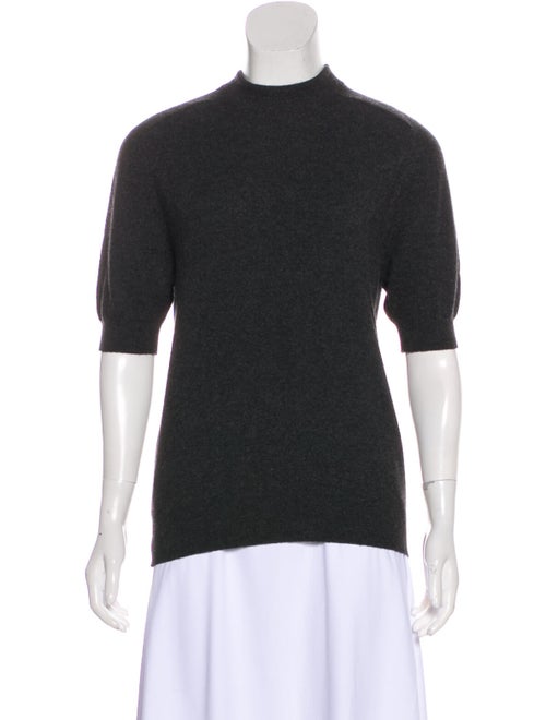 Chanel Mock Neck Short Sleeve Sweater Grey
