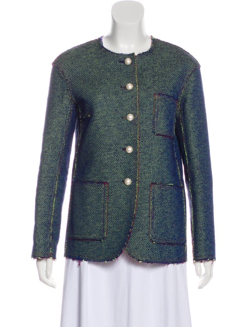 Chanel Tweed Collarless Jacket lime