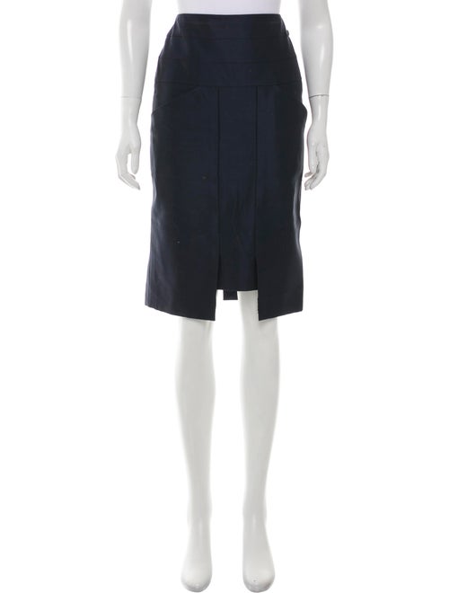 Chanel Knee-Length Pencil Skirt Navy