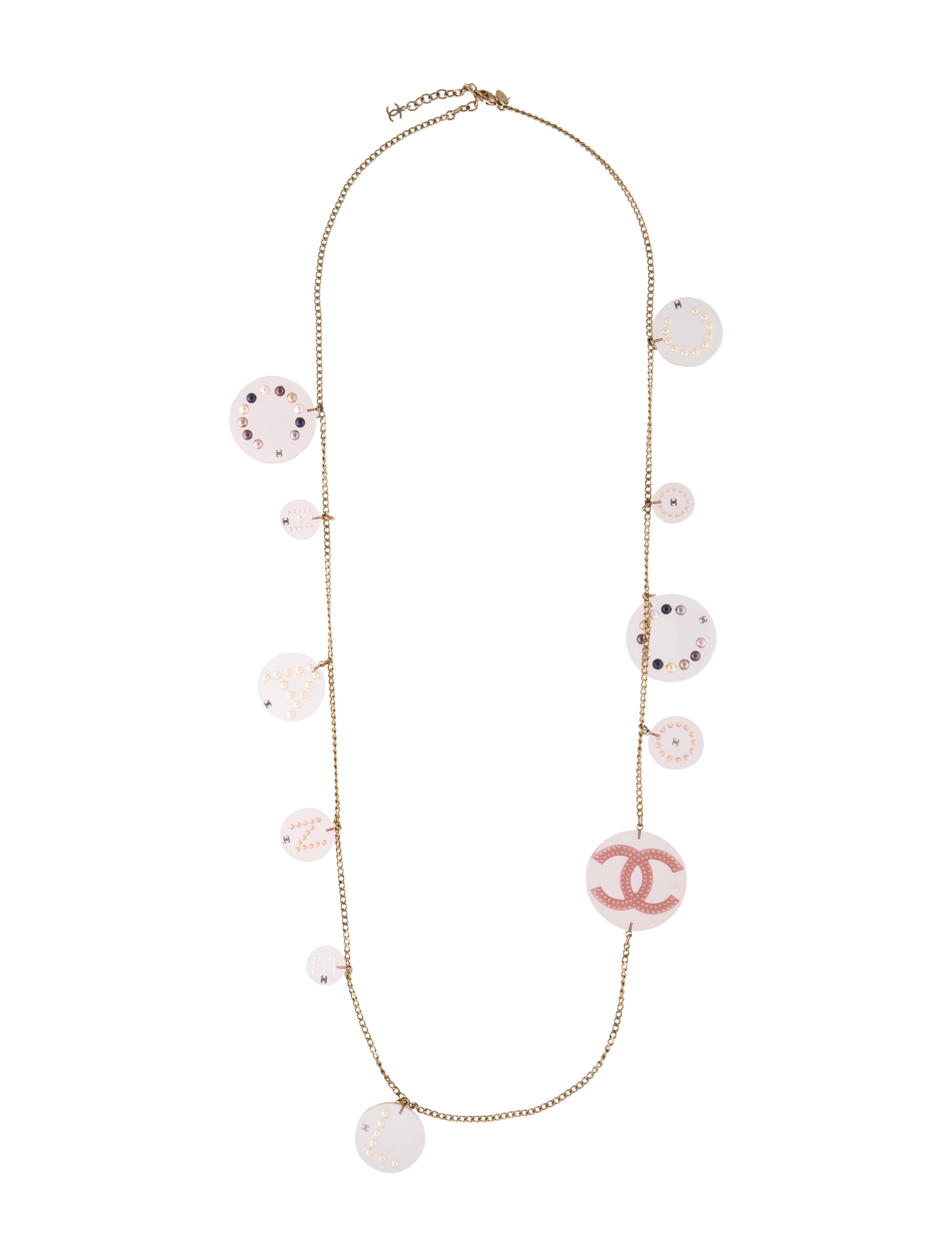 Chanel Resin & Faux Pearl Station Necklace