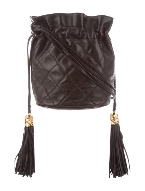 Chanel Vintage Quilted Bucket Bag Black
