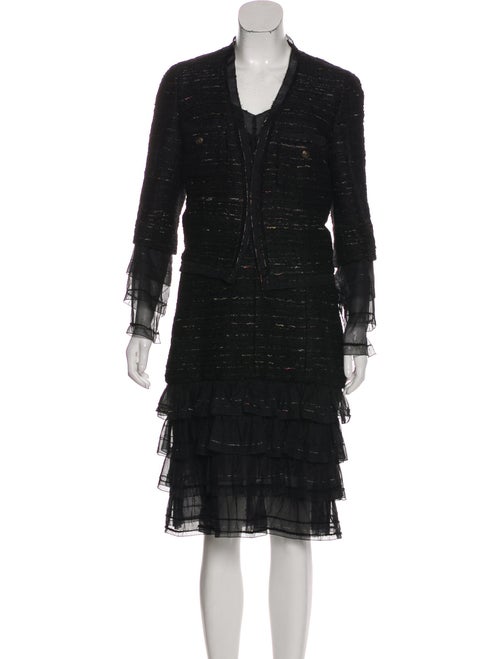 Chanel Metallic Tweed Dress Set Black