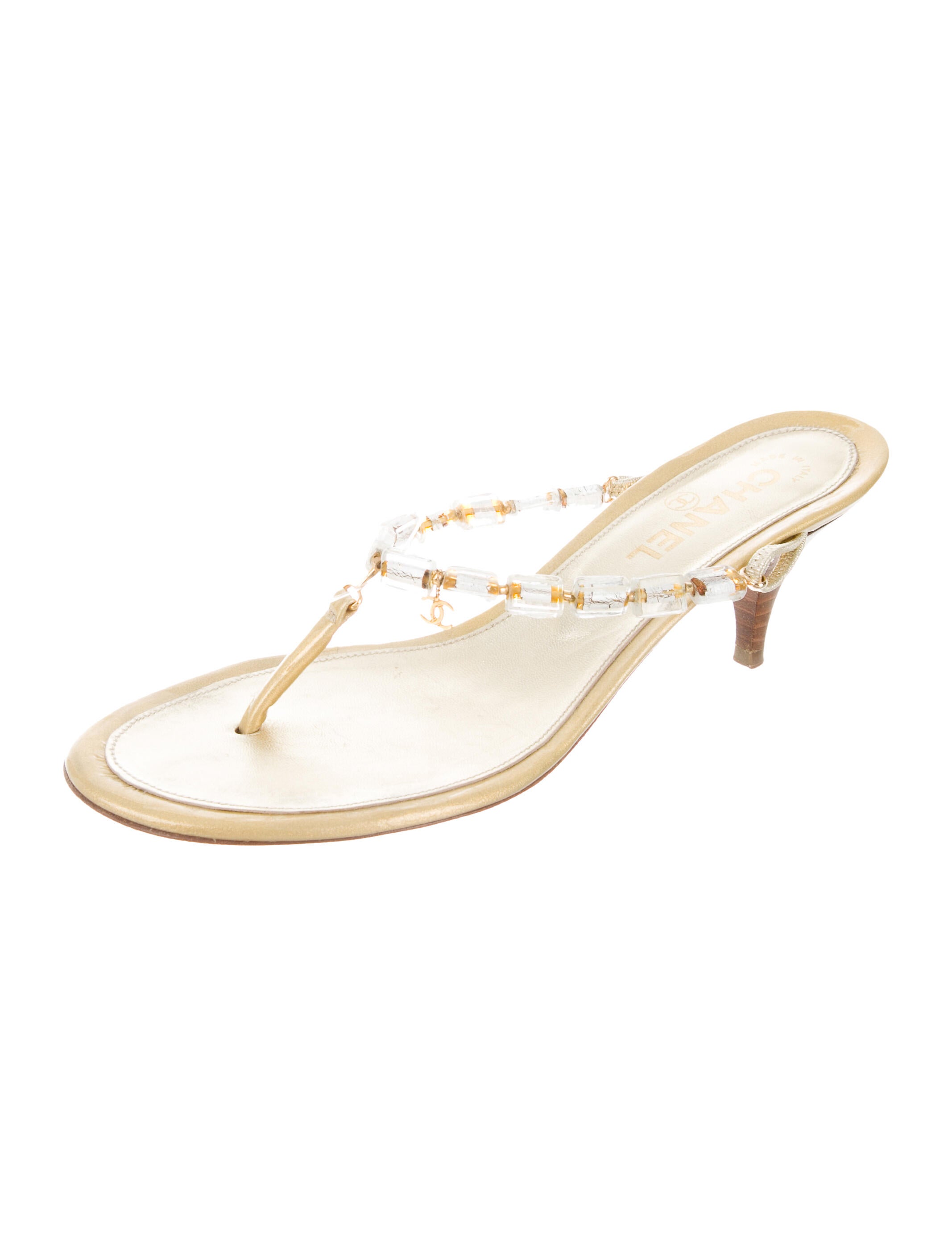 Chanel Embellished Thong Sandals