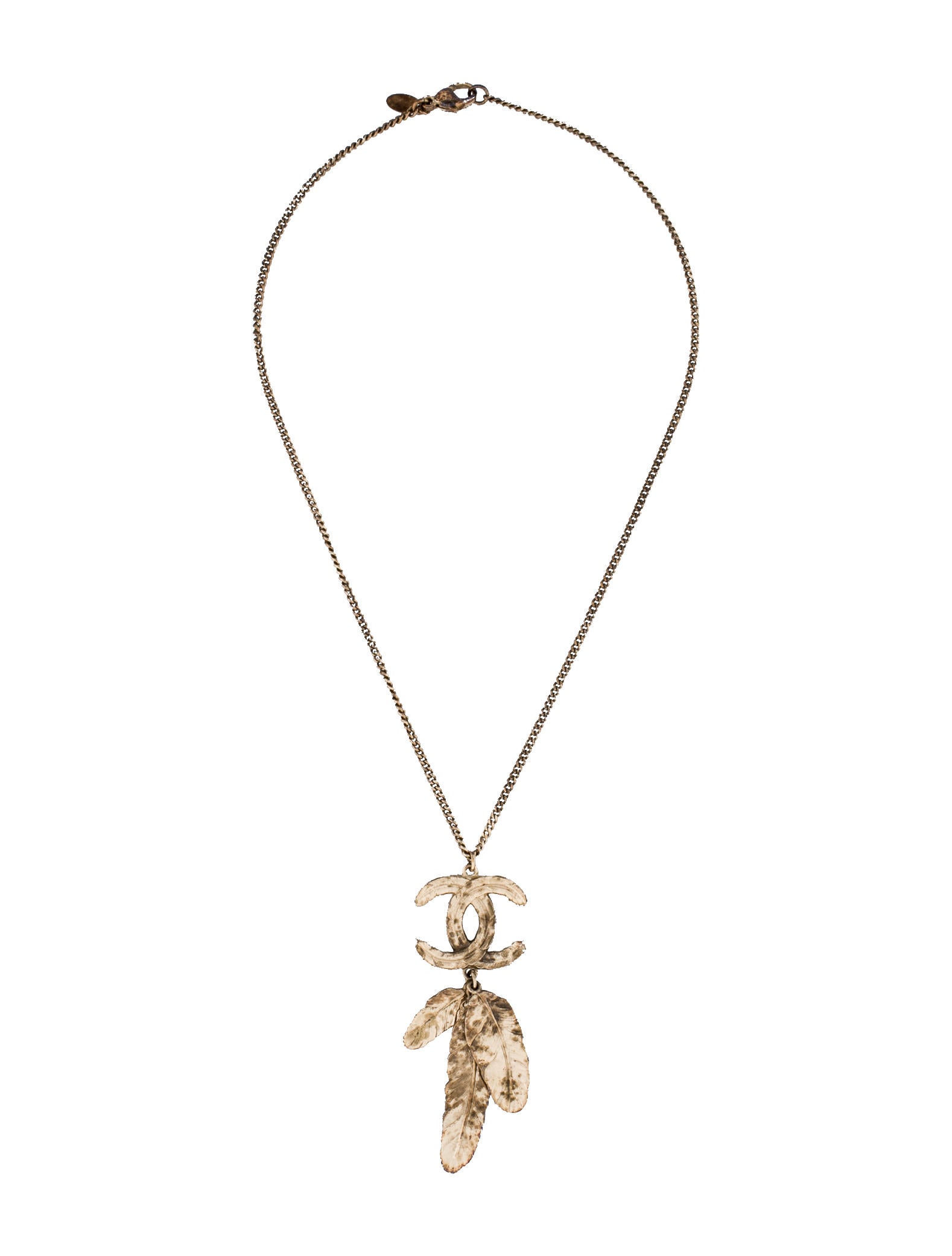 Chanel Feather Necklace - Gold Pendant 
