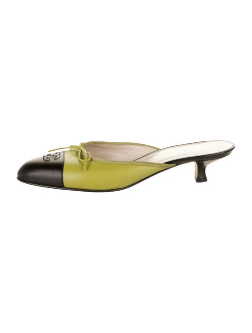 Chanel Vintage Cap-Toe Kitten-Heel Mules Lime