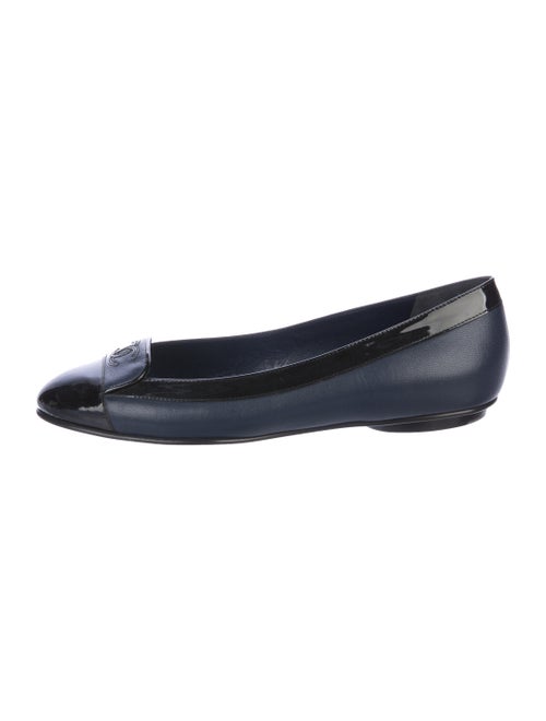 Chanel Chanel CC Patent Leather Flats Navy
