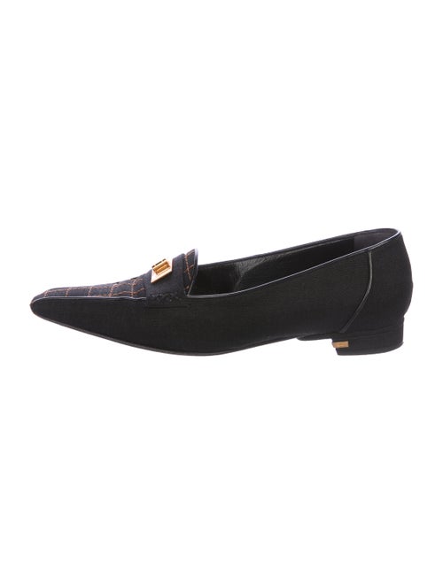 Chanel Canvas Square-Toe Loafers Black