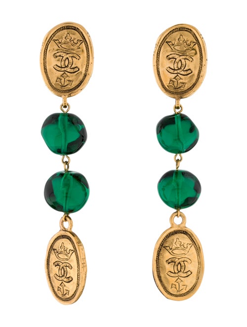 Chanel Vintage Gripoix Drop Earrings gold