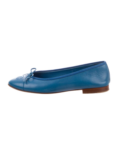 Chanel CC Leather Ballet Flats Blue