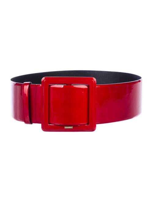 Chanel Patent Leather Wide Belt Red