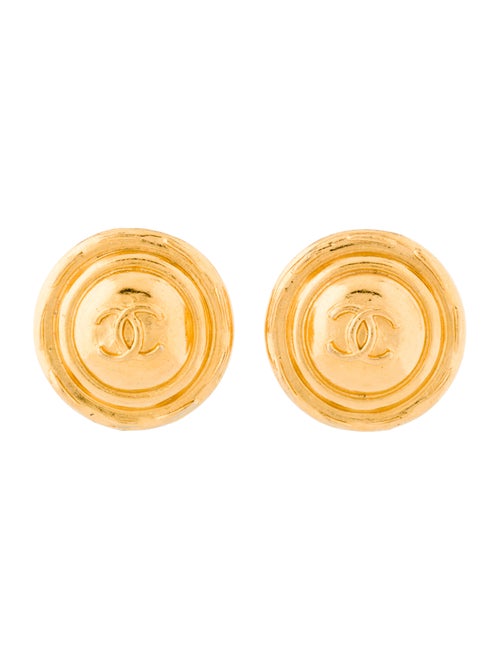 Chanel CC Logo Clip-On Earrings Gold