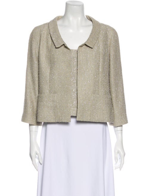 Chanel Metallic Tweed Blazer Set Beige