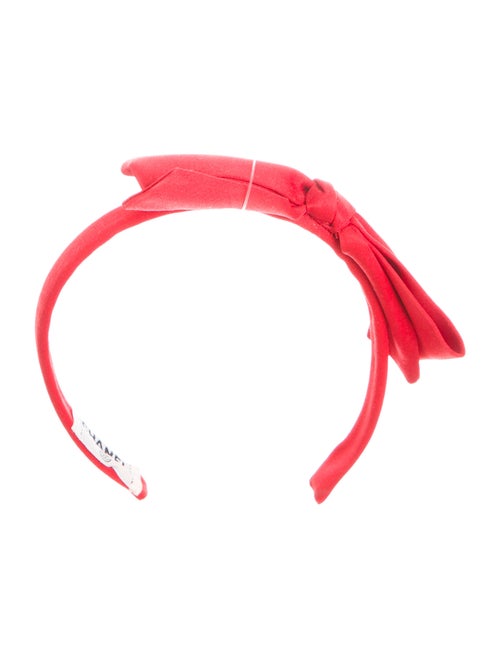 Chanel Satin Bow Headband Red