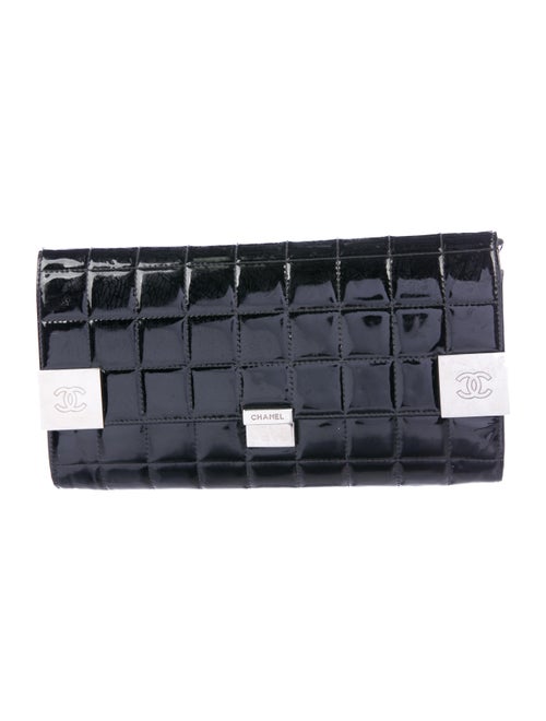 Chanel Chocolate Bar Patent Clutch Black
