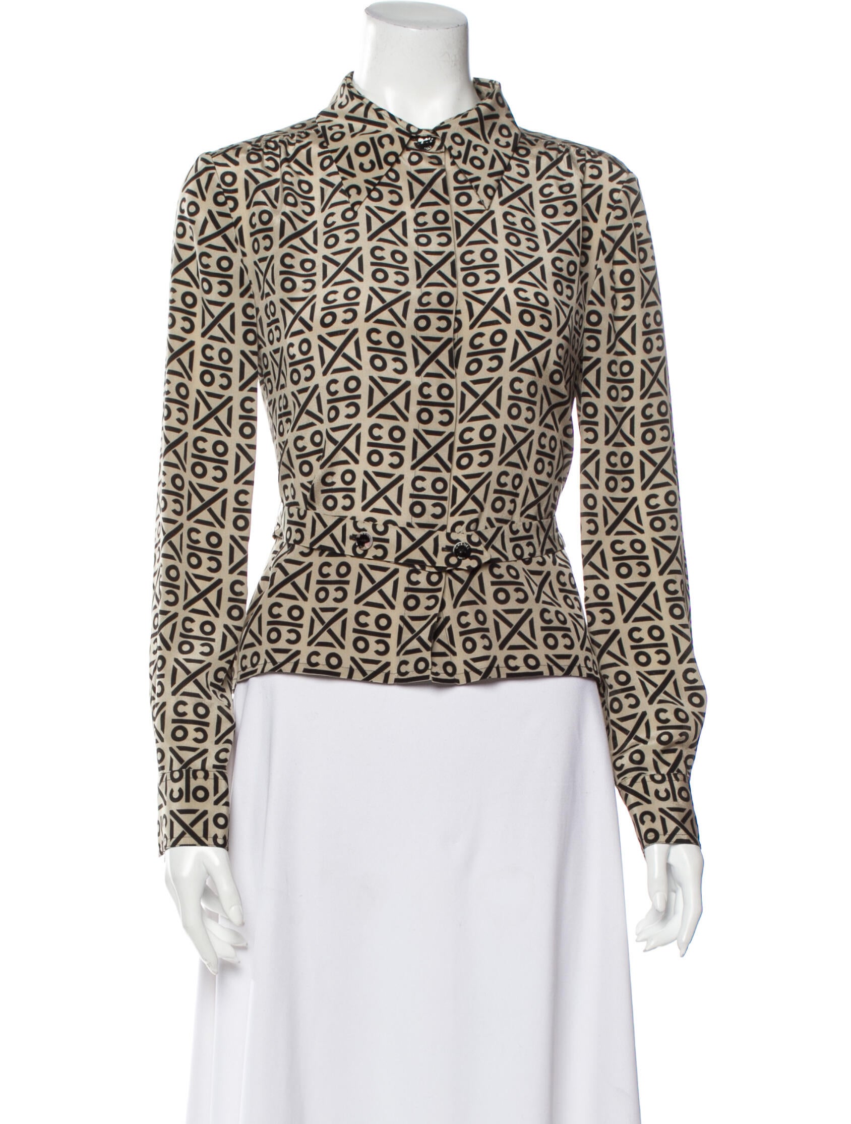 Chanel Silk Printed Button-Up Top - Clothing - CHA479041 | The RealReal