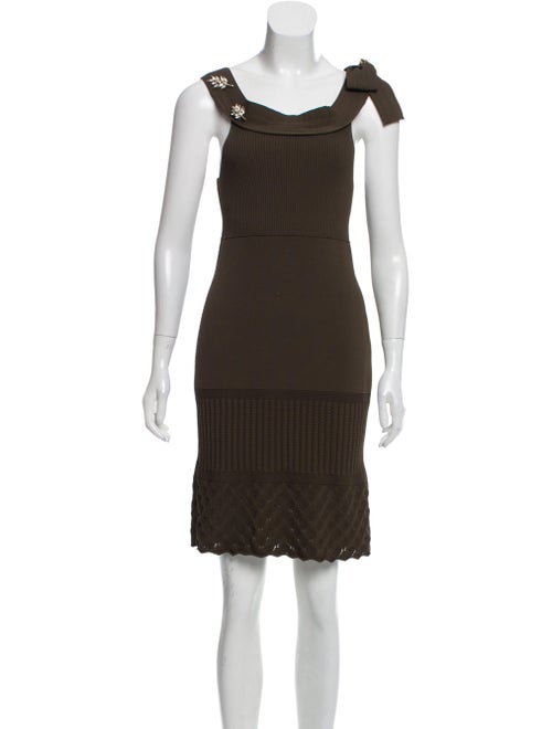 Chanel Embellished Knit Dress Green