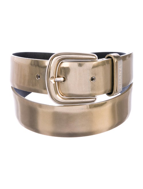 Chanel Leather Buckle Belt Gold