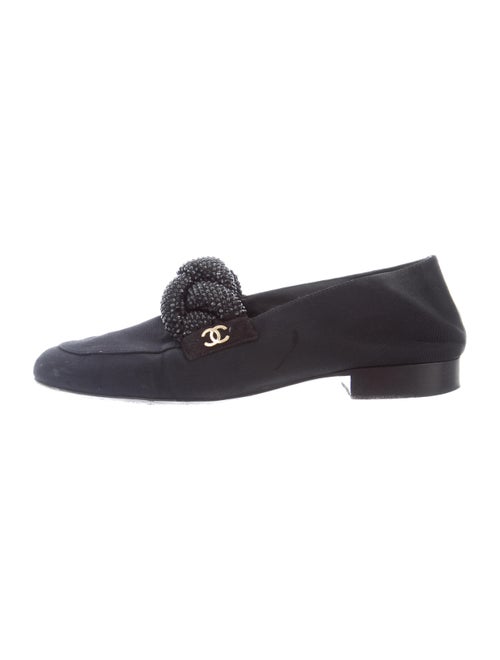 Chanel Crystal Embellishments Loafers Black