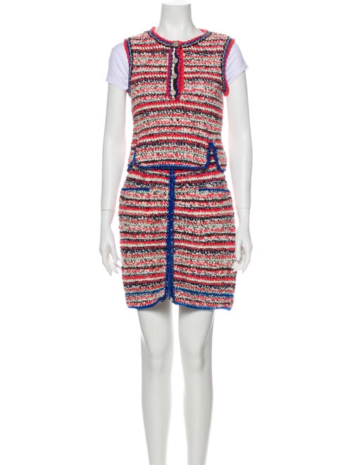 Chanel 2017 Tweed Pattern Skirt Set Pink