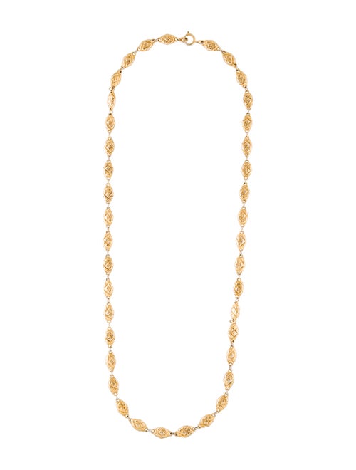 Chanel Vintage Quilted Station Chain-Link Necklace
