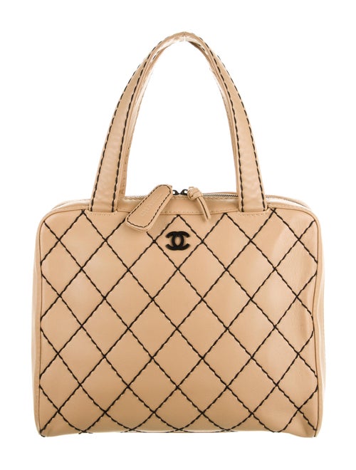 Chanel Surpique Bowler Bag Tan