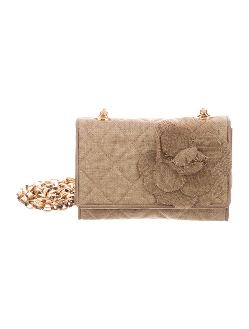 Chanel Vintage Camellia Mini Flap Bag Tan