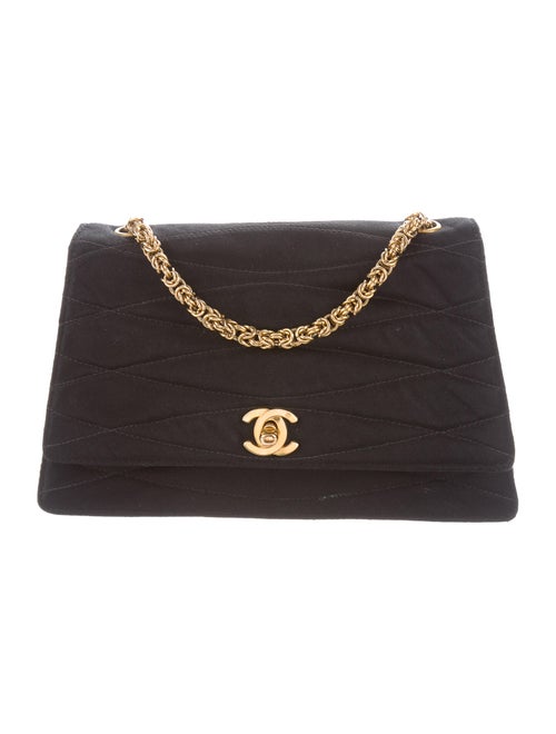 Chanel Vintage Satin Flap Bag Black