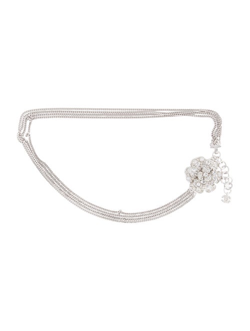 Chanel Camellia Chain-Link Belt Silver
