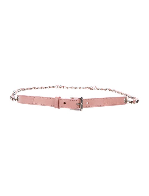 Chanel Chain-Link Leather Belt Pink