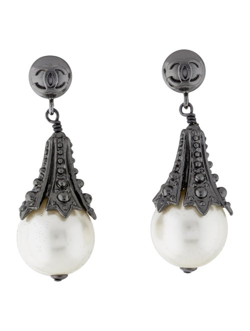 Chanel Faux Pearl Drop Earrings