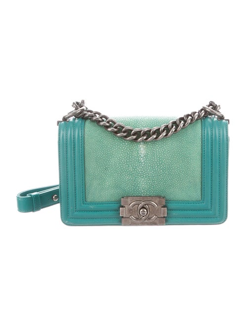 Chanel Small Galuchat Boy Bag Mint