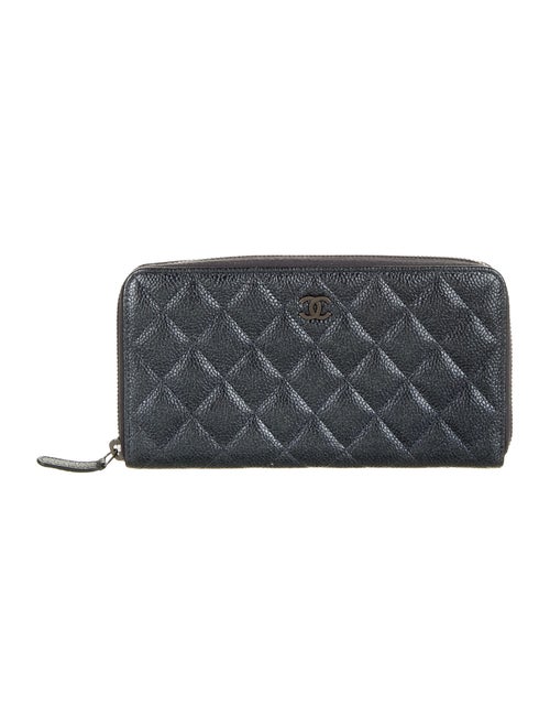 Chanel Quilted Caviar L-Gusset Wallet Metallic
