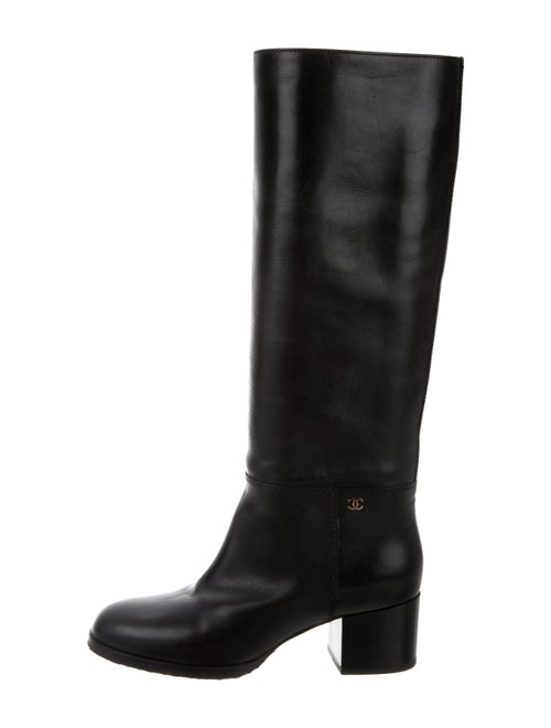 Chanel CC Leather Knee-High Boots Black