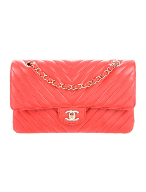 Chanel Medium Chevron Double Flap Bag Coral