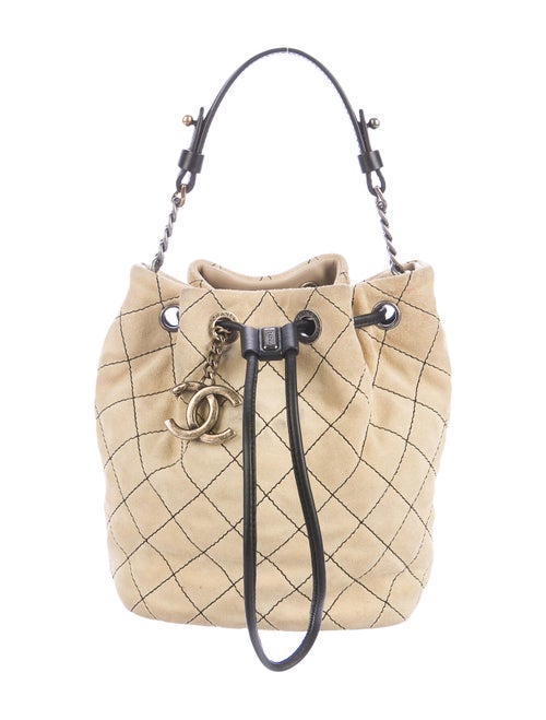 Chanel Small Suede Bucket Bag Beige