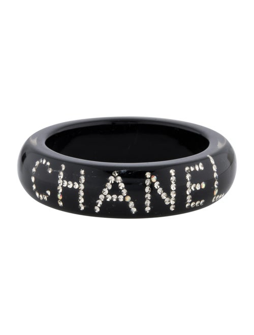 Chanel Resin Crystal 'Chanel' Bangle Silver