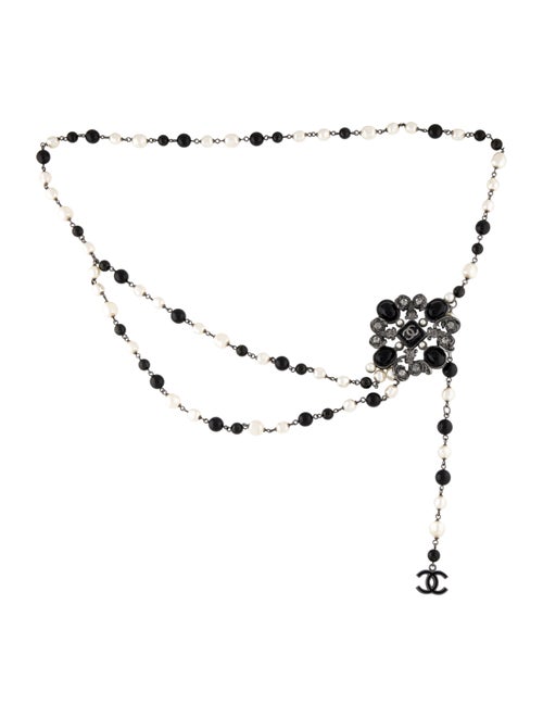 Chanel Faux Pearl Gripoix Belt Black