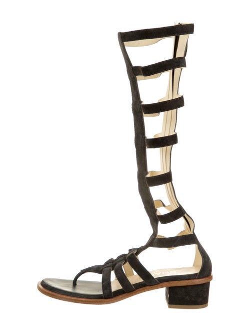 Chanel Gladiator Suede Gladiator Sandals Grey