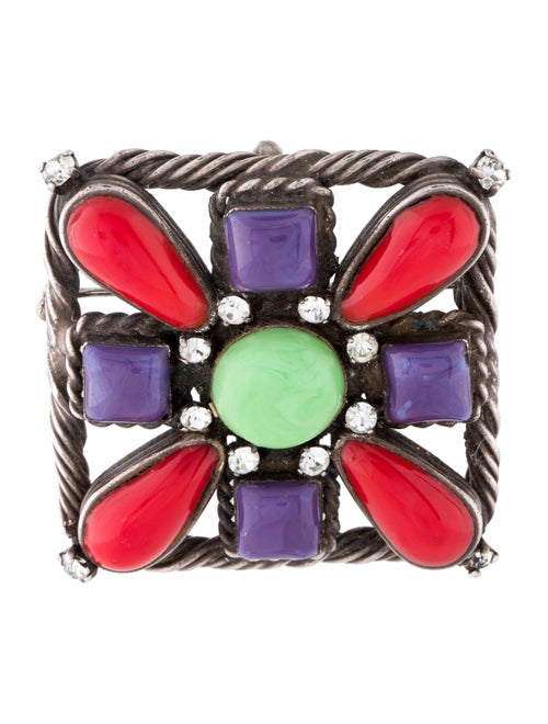 Chanel Gripoix & Strass Brooch silver