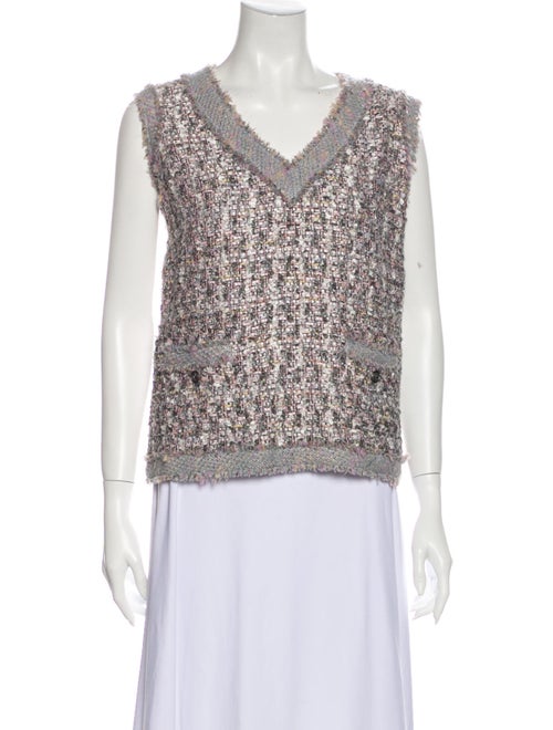 Chanel 2004 Tweed Pattern Top Purple