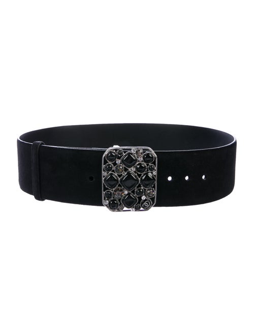 Chanel Gripoix Suede Belt Black
