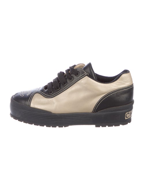 Chanel Interlocking CC Logo Leather Sneakers