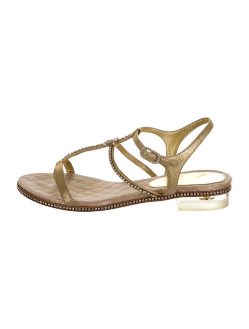 Chanel CC Metallic Sandals Leather Sandals Metalli