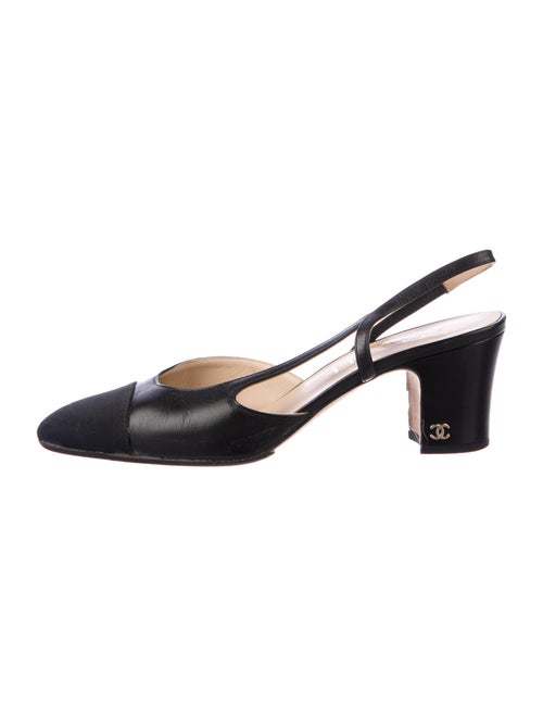 Chanel CC Cap-Toe Slingback Pumps Leather Slingbac