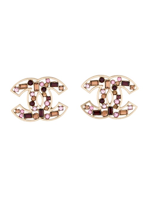 Chanel Strass CC Clip-On Earrings Gold
