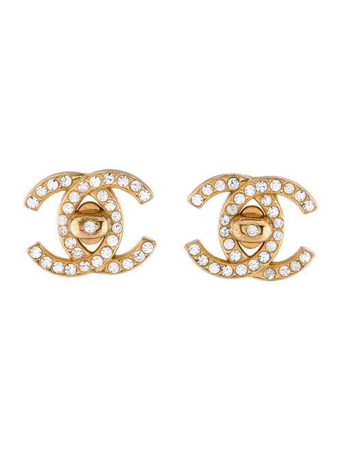 Chanel Vintage Strass CC Clip-On earrings Gold